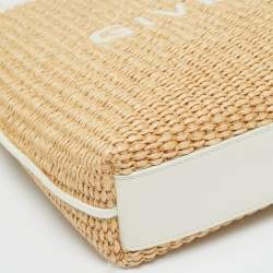 Pre Owned Givenchy Cream/Off White Leather and Raffia Travel Wristlet Pouch