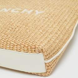 Pre Owned Givenchy Cream/Off White Leather and Raffia Travel Wristlet Pouch