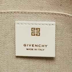 Pre Owned Givenchy Cream/Off White Leather and Raffia Travel Wristlet Pouch