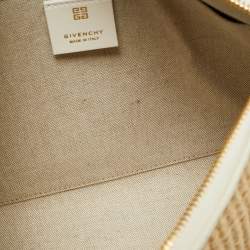 Pre Owned Givenchy Cream/Off White Leather and Raffia Travel Wristlet Pouch