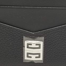 Pre Owned حافظة بطاقات جلد أسود بلوحة شعار جيفنشي