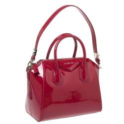 Pre Owned Givenchy Magenta Patent Leather Small Antigona Satchel