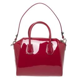 Pre Owned Givenchy Magenta Patent Leather Small Antigona Satchel