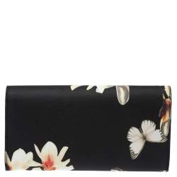 Pre Owned Givenchy Multicolor Floral Print Leather Flap Continental Wallet