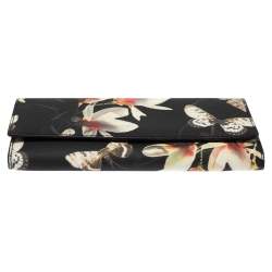 Pre Owned Givenchy Multicolor Floral Print Leather Flap Continental Wallet