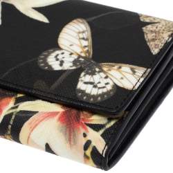 Pre Owned Givenchy Multicolor Floral Print Leather Flap Continental Wallet