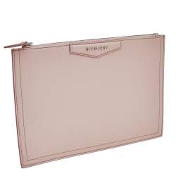 Pre Owned Givenchy Light Pink Leather Medium Antigona Clutch