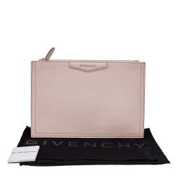 Pre Owned Givenchy Light Pink Leather Medium Antigona Clutch