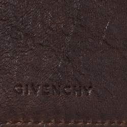 Pre Owned Givenchy Blue/Brown Monogram Canvas and Leather Metal Flap Compact Wallet