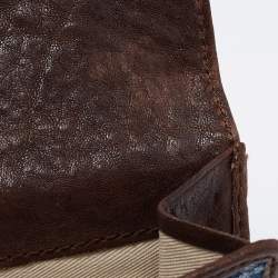 Pre Owned Givenchy Blue/Brown Monogram Canvas and Leather Metal Flap Compact Wallet