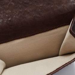 Pre Owned Givenchy Blue/Brown Monogram Canvas and Leather Metal Flap Compact Wallet