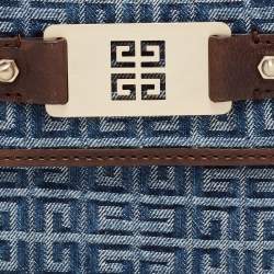 Pre Owned Givenchy Blue/Brown Monogram Canvas and Leather Metal Flap Compact Wallet