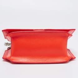 Pre Owned Givenchy Orange Leather Bow Cut Flap Shoulder Bag