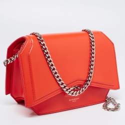 Pre Owned Givenchy Orange Leather Bow Cut Flap Shoulder Bag
