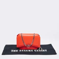 Pre Owned Givenchy Orange Leather Bow Cut Flap Shoulder Bag