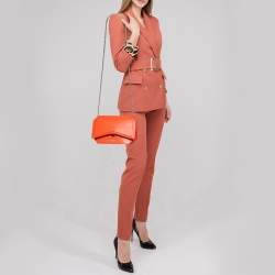 Pre Owned Givenchy Orange Leather Bow Cut Flap Shoulder Bag