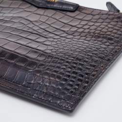 Pre Owned Givenchy Dark Brown Croc Embossed Leather Antigona Clutch