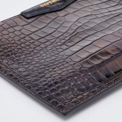 Pre Owned Givenchy Dark Brown Croc Embossed Leather Antigona Clutch