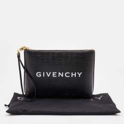 Givenchy Black Monogram Coated Canvas Logo Detail 4G Pouch
