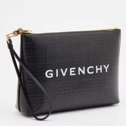 Givenchy Black Monogram Coated Canvas Logo Detail 4G Pouch