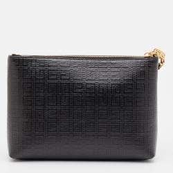 Givenchy Black Monogram Coated Canvas Logo Detail 4G Pouch