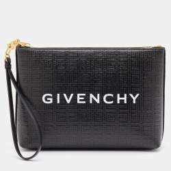 Givenchy Black Monogram Coated Canvas Logo Detail 4G Pouch