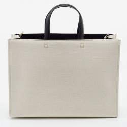 Pre Owned Givenchy Beige/Black Canvas and Leather Medium "G" Shopper Tote