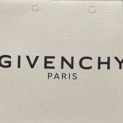 Pre Owned Givenchy Beige/Black Canvas and Leather Medium "G" Shopper Tote