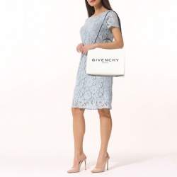 Pre Owned Givenchy Beige/Black Canvas and Leather Medium "G" Shopper Tote