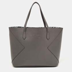 Pre Owned Givenchy Grey/White Leather Wing Shopping Tote