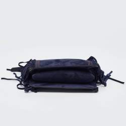 Pre Owned Givenchy Navy Blue Leather and Suede Fringe Crossbody Bag