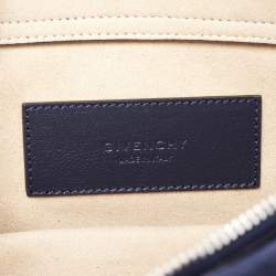 Pre Owned Givenchy Navy Blue Leather and Suede Fringe Crossbody Bag