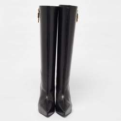 Givenchy Black Leather Wedge Knee Length Boots Size 37
