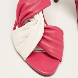 Givenchy Pink/White Leather Slide Sandals Size 36.5