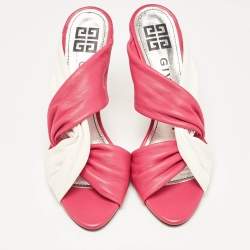 Givenchy Pink/White Leather Slide Sandals Size 36.5