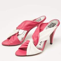 Givenchy Pink/White Leather Slide Sandals Size 36.5