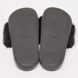 Givenchy Black Mink Fur Flat Slides Size 38