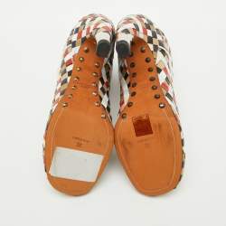 Givenchy Multicolor Woven Leather Lace Up Ankle Boots Size 38