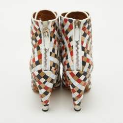 Givenchy Multicolor Woven Leather Lace Up Ankle Boots Size 38