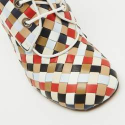 Givenchy Multicolor Woven Leather Lace Up Ankle Boots Size 38