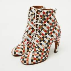 Givenchy Multicolor Woven Leather Lace Up Ankle Boots Size 38