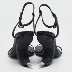 Pre Owned Givenchy Black Leather Triple Toes Horn Ankle Strap Sandals Size 38