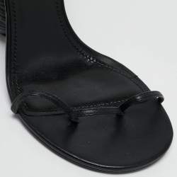 Pre Owned Givenchy Black Leather Triple Toes Horn Ankle Strap Sandals Size 38