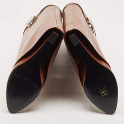 Pre Owned Givenchy Brown Leather Shark Lock Knee Length Boots Size 40