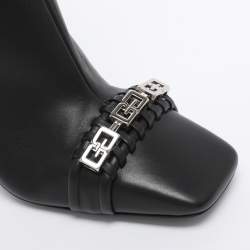 Pre Owned Givenchy Black Leather G Woven Ankle Length Boots Size 36