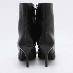 Pre Owned Givenchy Black Leather G Woven Ankle Length Boots Size 36