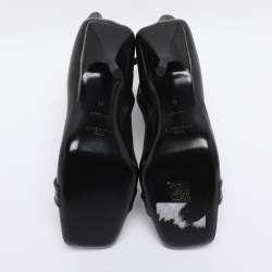 Pre Owned Givenchy Black Leather G Woven Ankle Length Boots Size 36