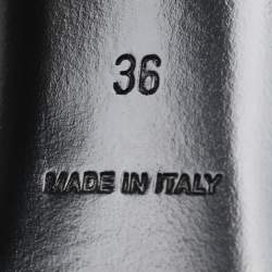 Pre Owned Givenchy Black Leather G Woven Ankle Length Boots Size 36