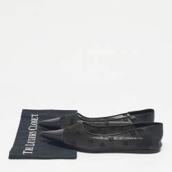Pre Owned Givenchy Black Leather and Mesh 4G Ballet Flats Size 40