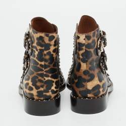 Pre Owned Givenchy Size 36 Black Leather Studded Buckle Detail Ankle Boots